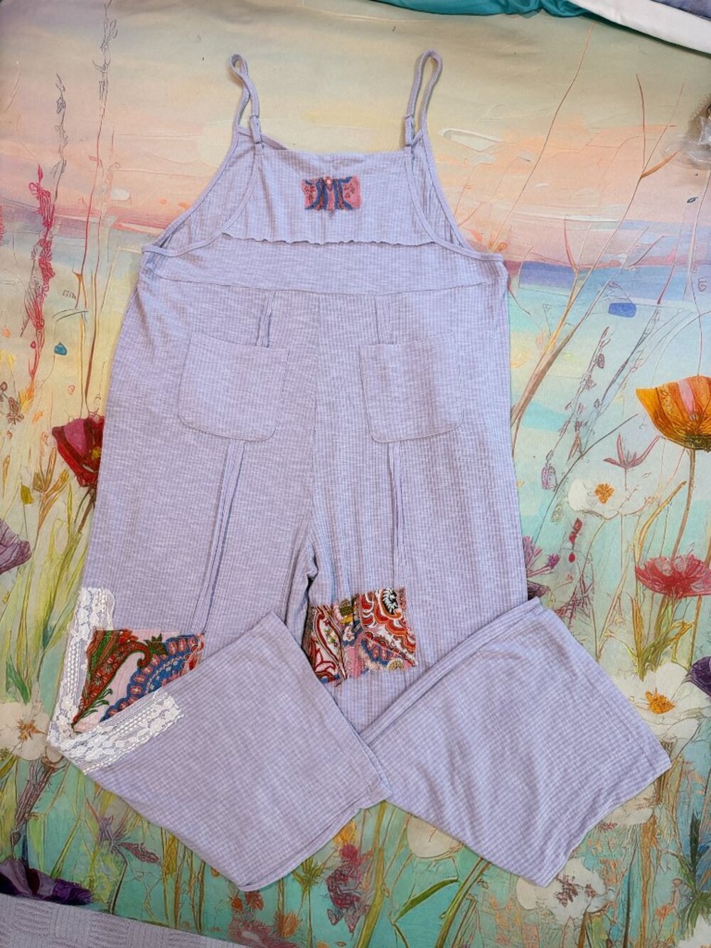 🌸 POL Lavender Patchwork Jumpsuit – Size L 🌸 - Picture 6 of 10